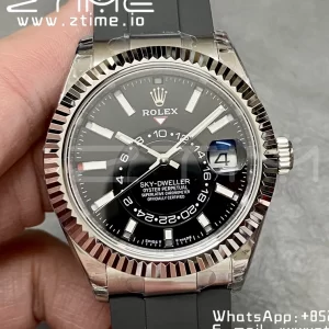 Rolex Skydweller 336239 SS Noob Best Edition Black Dial on Oysterflex Strap A23J - Super Clone Watch | 1:1 Best Version