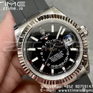 Rolex Skydweller 336239 SS Noob Best Edition Black Dial on Oysterflex Strap A23J - Super Clone Watch | 1:1 Best Version