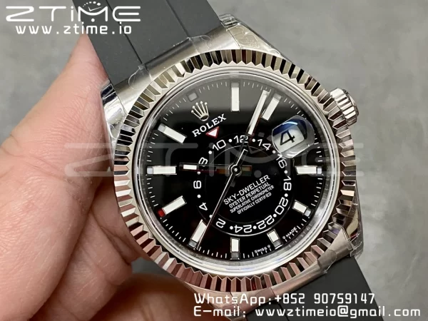 Rolex Skydweller 336239 SS Noob Best Edition Black Dial on Oysterflex Strap A23J - Super Clone Watch | 1:1 Best Version
