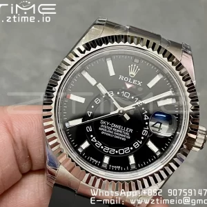 Rolex Skydweller 336239 SS Noob Best Edition Black Dial on Oysterflex Strap A23J - Super Clone Watch | 1:1 Best Version