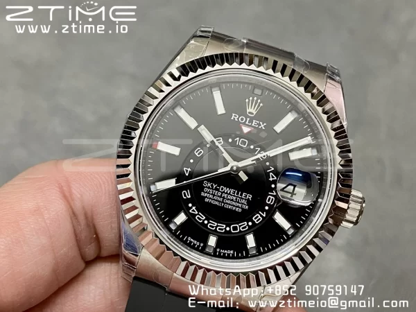 Rolex Skydweller 336239 SS Noob Best Edition Black Dial on Oysterflex Strap A23J - Super Clone Watch | 1:1 Best Version