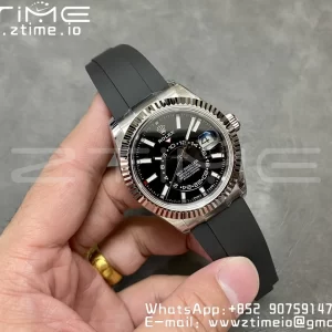 Rolex Skydweller 336239 SS Noob Best Edition Black Dial on Oysterflex Strap A23J - Super Clone Watch | 1:1 Best Version