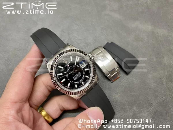 Rolex Skydweller 336239 SS Noob Best Edition Black Dial on Oysterflex Strap A23J - Super Clone Watch | 1:1 Best Version