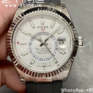 Rolex Skydweller 336239 SS Noob Best Edition White Dial on Oysterflex Strap A23J - Super Clone Watch | 1:1 Best Version