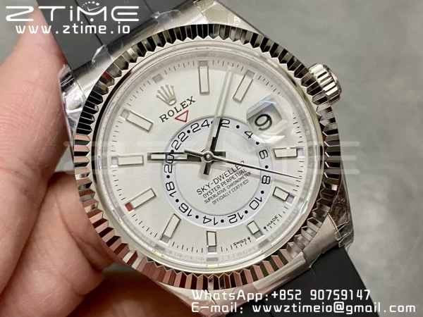 Rolex Skydweller 336239 SS Noob Best Edition White Dial on Oysterflex Strap A23J - Super Clone Watch | 1:1 Best Version