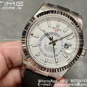Rolex Skydweller 336239 SS Noob Best Edition White Dial on Oysterflex Strap A23J - Super Clone Watch | 1:1 Best Version