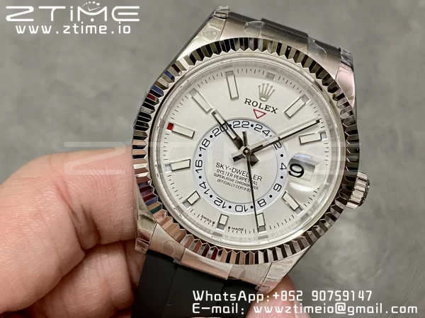 Rolex Skydweller 336239 SS Noob Best Edition White Dial on Oysterflex Strap A23J - Super Clone Watch | 1:1 Best Version