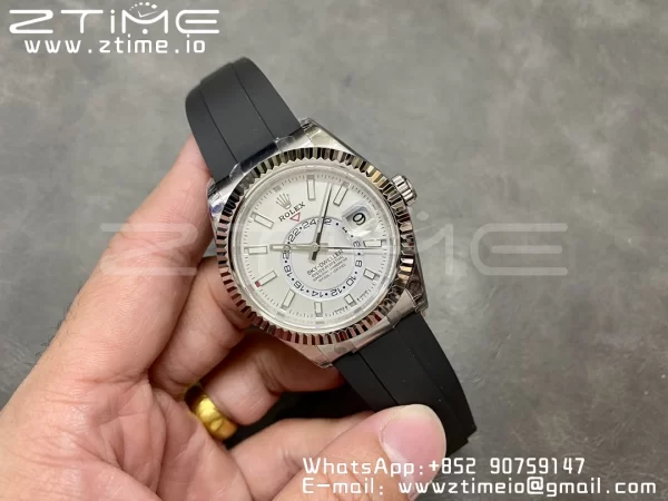 Rolex Skydweller 336239 SS Noob Best Edition White Dial on Oysterflex Strap A23J - Super Clone Watch | 1:1 Best Version