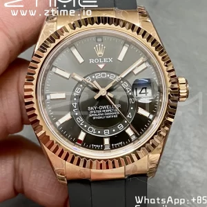 Rolex Skydweller 326235 RG Noob Best Edition White Dial on Oysterflex Strap A23J - Super Clone Watch | 1:1 Best Version
