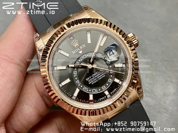 Rolex Skydweller 326235 RG Noob Best Edition White Dial on Oysterflex hihna A23J - Super Clone Watch | 1:1 Paras versio