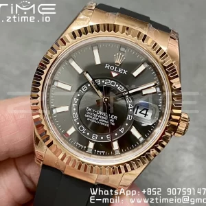 Rolex Skydweller 326235 RG Noob Best Edition White Dial on Oysterflex hihna A23J - Super Clone Watch | 1:1 Paras versio