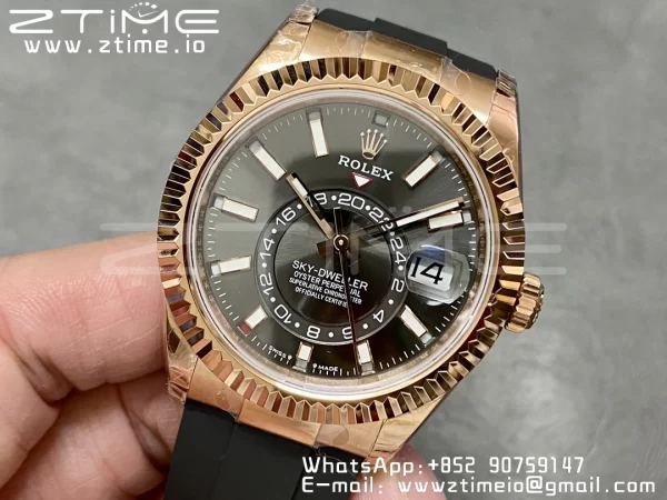 Rolex Skydweller 326235 RG Noob Best Edition White Dial on Oysterflex hihna A23J - Super Clone Watch | 1:1 Paras versio