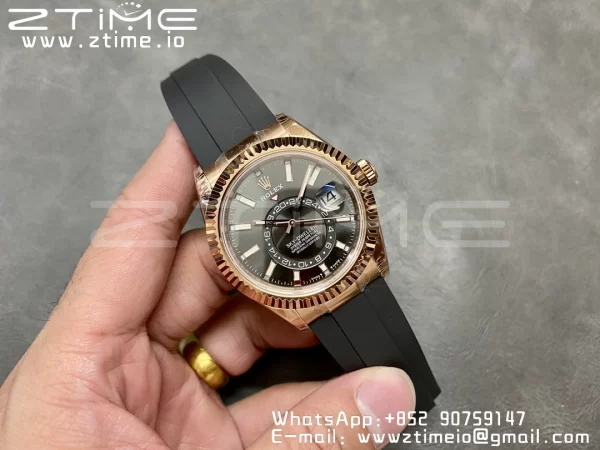 Rolex Skydweller 326235 RG Noob Best Edition White Dial on Oysterflex hihna A23J - Super Clone Watch | 1:1 Paras versio