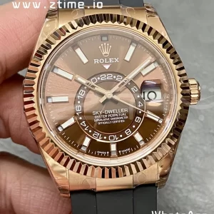 Rolex Skydweller 326235 RG Noob Best Edition Brown Dial on Oysterflex Strap A23J - Super Clone Watch | 1:1 Best Version