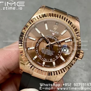 Rolex Skydweller 326235 RG Noob Best Edition Brown Dial on Oysterflex Strap A23J - Super Clone Watch | 1:1 Best Version
