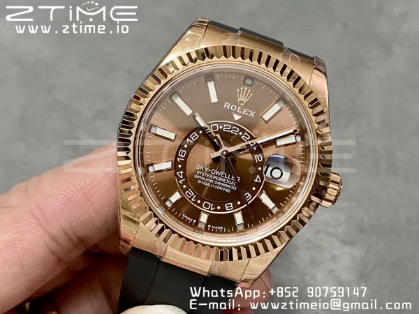 Rolex Skydweller 326235 RG Noob Best Edition Brown Dial on Oysterflex Strap A23J - Super Clone Watch | 1:1 Best Version