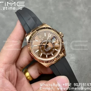 Rolex Skydweller 326235 RG Noob Best Edition Brown Dial on Oysterflex Strap A23J - Super Clone Watch | 1:1 Best Version