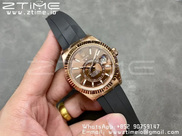 Rolex Skydweller 326235 RG Noob Best Edition Brown Dial on Oysterflex Strap A23J - Super Clone Watch | 1:1 Best Version