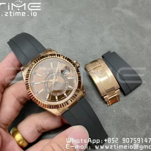 Rolex Skydweller 326235 RG Noob Best Edition Brown Dial on Oysterflex Strap A23J - Super Clone Watch | 1:1 Best Version