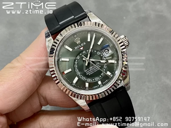 Rolex Skydweller 326934 SS Noob Best Edition Green Dial on Oysterflex Strap A23J - Super Clone Watch | 1:1 Best Version