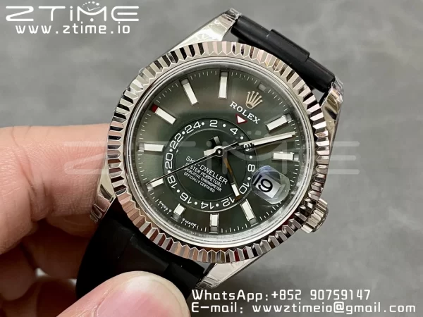 Rolex Skydweller 326934 SS Noob Best Edition Green Dial on Oysterflex Strap A23J - Super Clone Watch | 1:1 Best Version