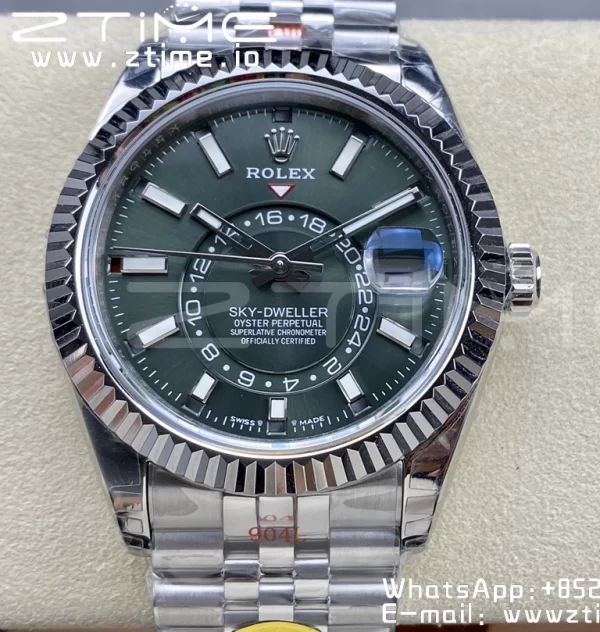 Rolex Skydweller 326934 SS Noob Best Edition Cadran Vert sur Bracelet Jubilé SS A23J - Super Clone Watch | 1:1 Best Version