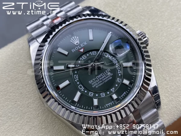 Rolex Skydweller 326934 SS Noob Best Edition Cadran Vert sur Bracelet Jubilé SS A23J - Super Clone Watch | 1:1 Best Version