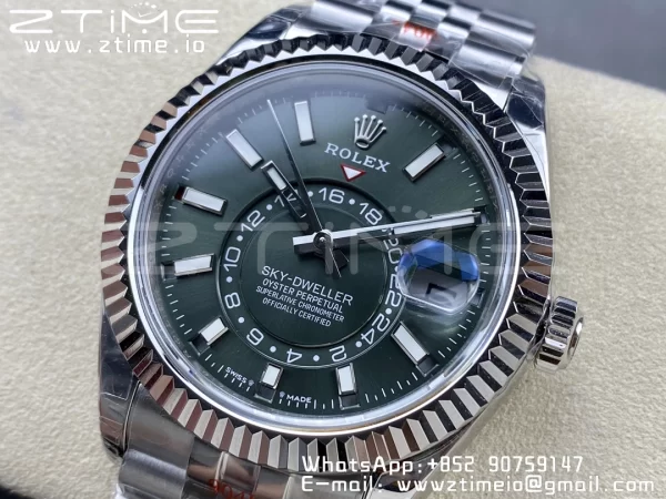 Rolex Skydweller 326934 SS Noob Best Edition Cadran Vert sur Bracelet Jubilé SS A23J - Super Clone Watch | 1:1 Best Version