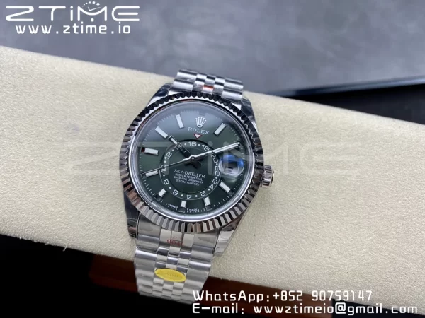 Rolex Skydweller 326934 SS Noob Best Edition Cadran Vert sur Bracelet Jubilé SS A23J - Super Clone Watch | 1:1 Best Version