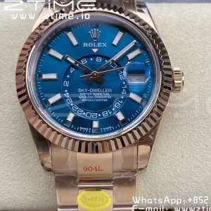 Rolex Skydweller 336935 RG Noob Best Edition Blue Dial on RG Bracelet A23J - Super Clone Watch | 1:1 Best Version