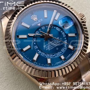 Rolex Skydweller 336935 RG Noob Best Edition Blue Dial on RG Bracelet A23J - Super Clone Watch | 1:1 Best Version