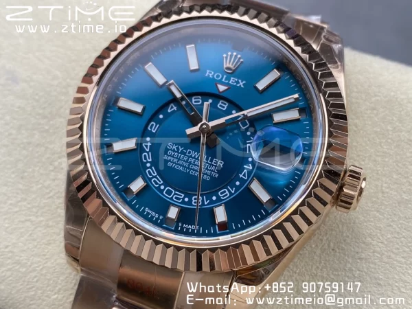 Rolex Skydweller 336935 RG Noob Best Edition Blue Dial on RG Bracelet A23J - Super Clone Watch | 1:1 Best Version