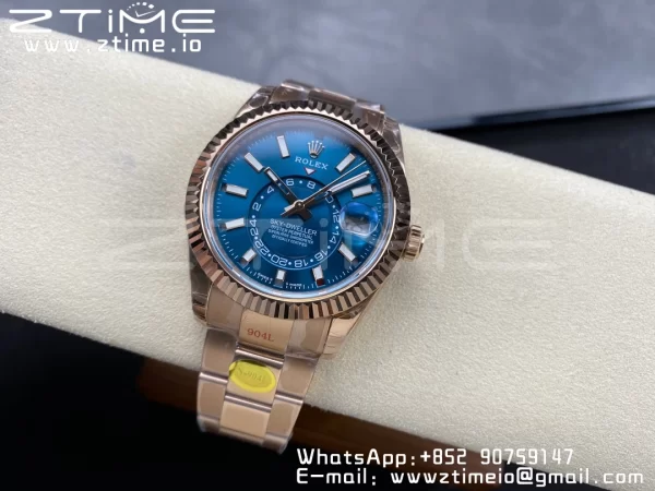 Rolex Skydweller 336935 RG Noob Best Edition Blue Dial on RG Bracelet A23J - Super Clone Watch | 1:1 Best Version