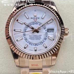 Rolex Skydweller 336935 RG Noob Best Edition White Dial on RG Bracelet A23J - Super Clone Watch | 1:1 Best Version