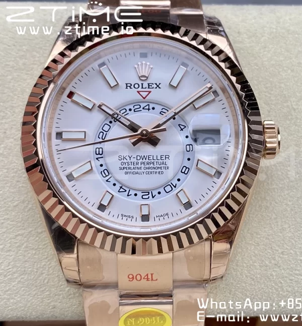 Rolex Skydweller 336935 RG Noob Best Edition Quadrante Bianco su Bracciale RG A23J - Orologio Super Clone | 1:1 Miglior Versione