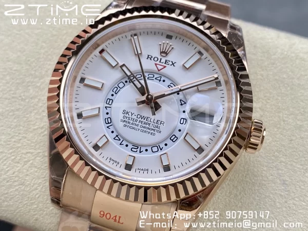 Rolex Skydweller 336935 RG Noob Best Edition Quadrante Bianco su Bracciale RG A23J - Orologio Super Clone | 1:1 Miglior Versione
