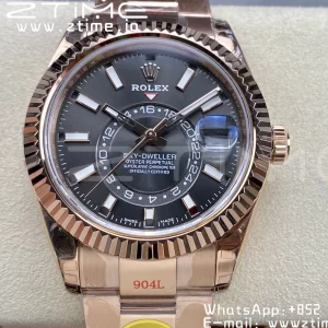 Rolex Skydweller 336935 RG Noob Best Edition Blue Dial on RG Bracelet A23J - Super Clone Watch | 1:1 Best Version