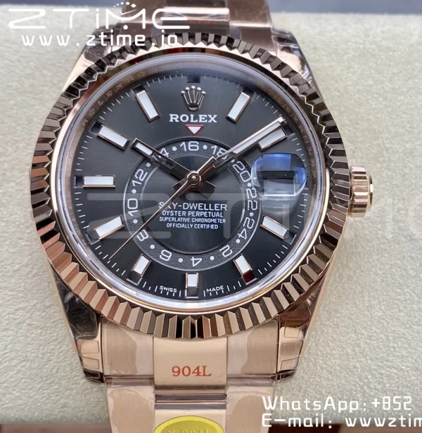 Rolex Skydweller 336935 RG Noob Best Edition Blue Dial on RG Bracelet A23J - Super Clone Watch | 1:1 Best Version
