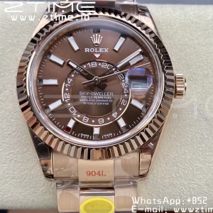 Rolex Skydweller 336935 RG Noob Best Edition Brown Dial on RG Bracelet A23J - Super Clone Watch | 1:1 Best Version