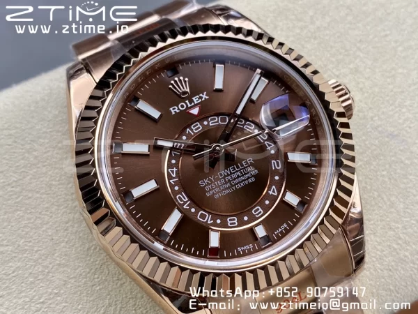 Rolex Skydweller 336935 RG Noob Best Edition Brown Dial on RG Bracelet A23J - Super Clone Watch | 1:1 Best Version