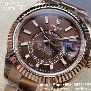 Rolex Skydweller 336935 RG Noob Best Edition Brown Dial on RG Bracelet A23J - Super Clone Watch | 1:1 Best Version
