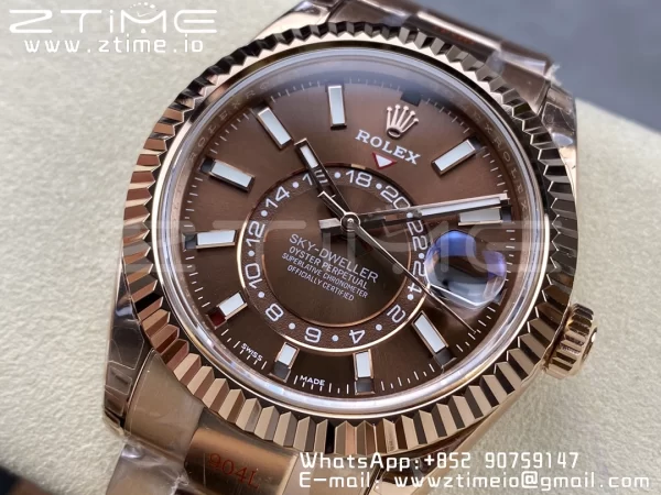 Rolex Skydweller 336935 RG Noob Best Edition Brown Dial on RG Bracelet A23J - Super Clone Watch | 1:1 Best Version