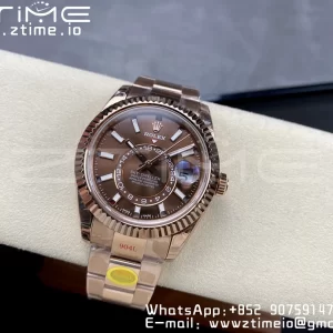 Rolex Skydweller 336935 RG Noob Best Edition Brown Dial on RG Bracelet A23J - Super Clone Watch | 1:1 Best Version