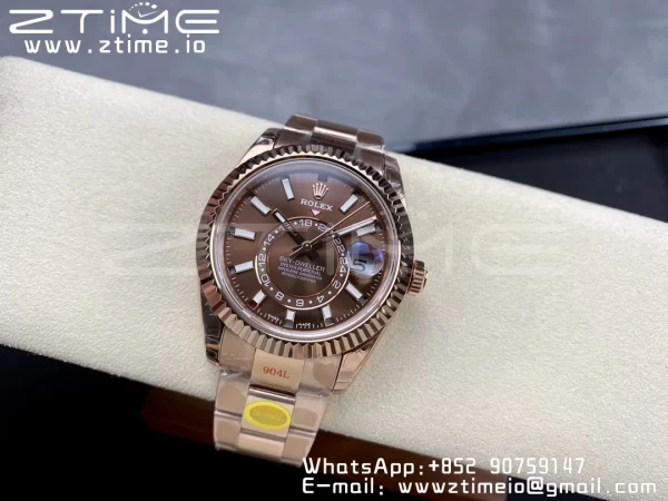 Rolex Skydweller 336935 RG Noob Best Edition Brown Dial on RG Bracelet A23J - Super Clone Watch | 1:1 Best Version