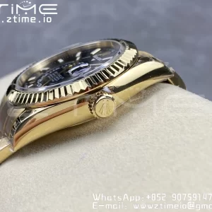 Rolex Skydweller 326938 YG Noob Best Edition Black Dial on YG Bracelet A23J - Super Clone Watch | 1:1 Best Version