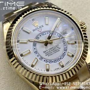 Rolex Skydweller 326938 YG Noob Mejor Edición Esfera Blanca en YG Pulsera A23J - Super Clone Watch | 1:1 Mejor Versión