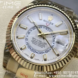 Rolex Skydweller 326938 YG Noob Mejor Edición Esfera Blanca en YG Pulsera A23J - Super Clone Watch | 1:1 Mejor Versión