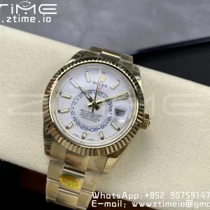 Rolex Skydweller 326938 YG Noob Mejor Edición Esfera Blanca en YG Pulsera A23J - Super Clone Watch | 1:1 Mejor Versión