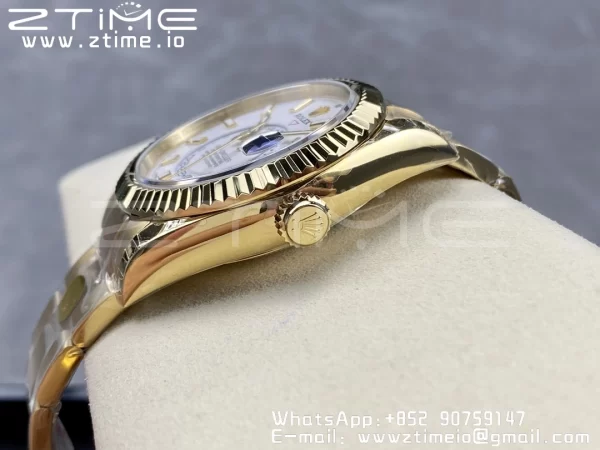 Rolex Skydweller 326938 YG Noob Mejor Edición Esfera Blanca en YG Pulsera A23J - Super Clone Watch | 1:1 Mejor Versión