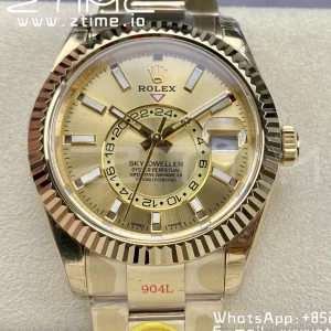 Rolex Skydweller 326938 YG Noob Best Edition YG Dial on YG Bracelet A23J - Super Clone Watch | 1:1 Best Version